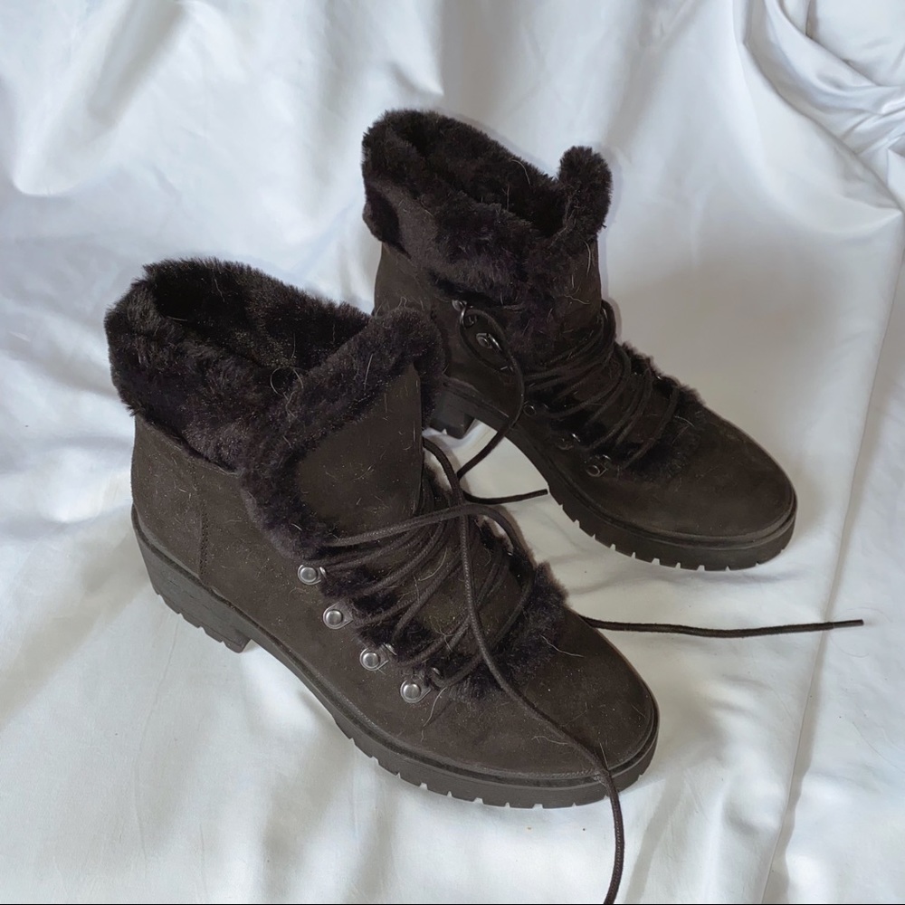 Black fuzzy booties